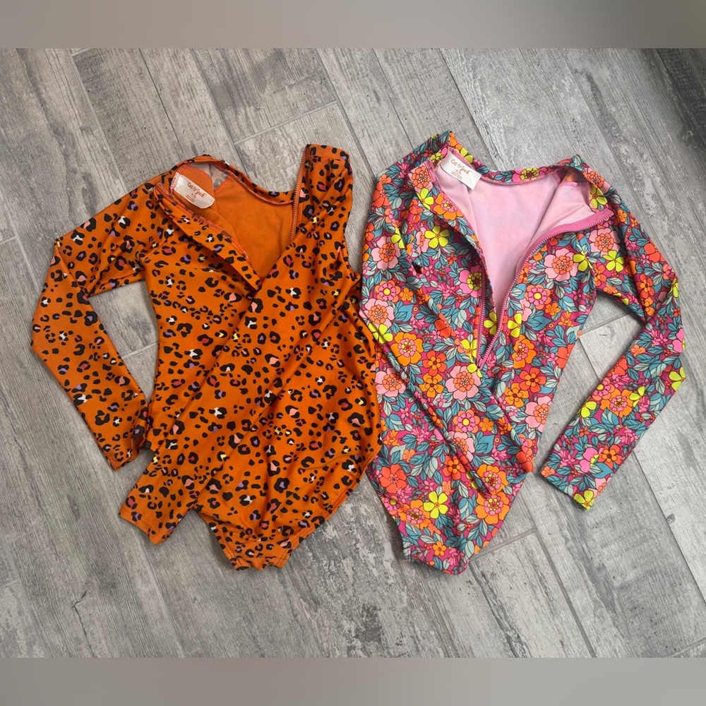 Cat & Jack Kids Swim One Piece - Orange and Multicolor Floral